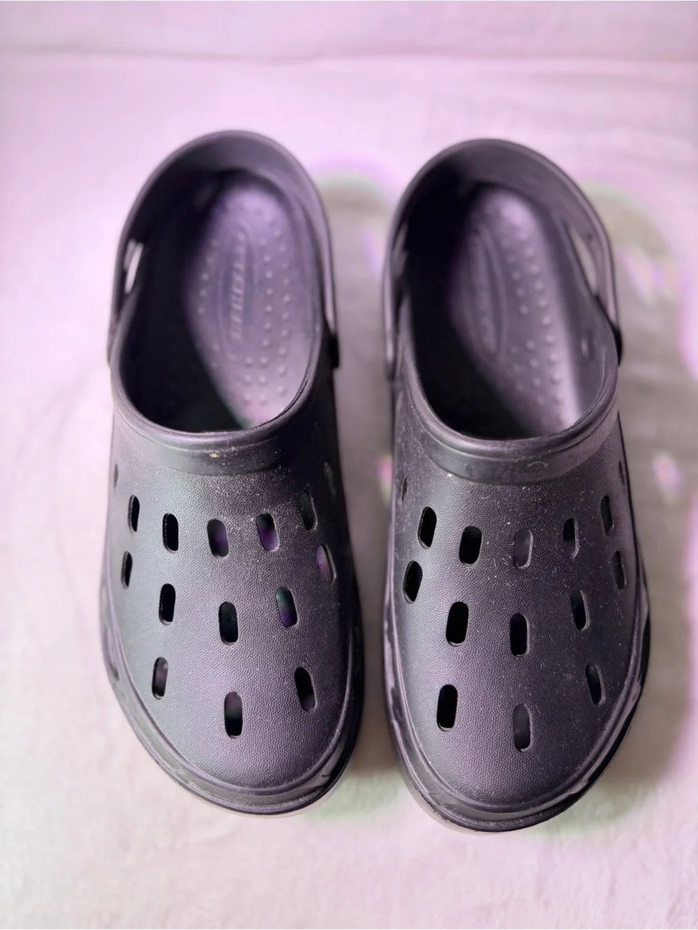 Skechers Men's Black Slip-On Clog Sandals with Back Strap